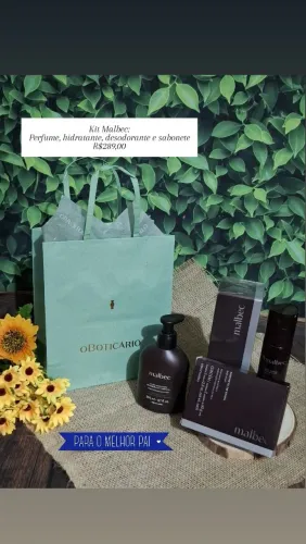 Kit masculino Malbec de O Boticário: Perfume, hidratante, sabonete e desodorante spray