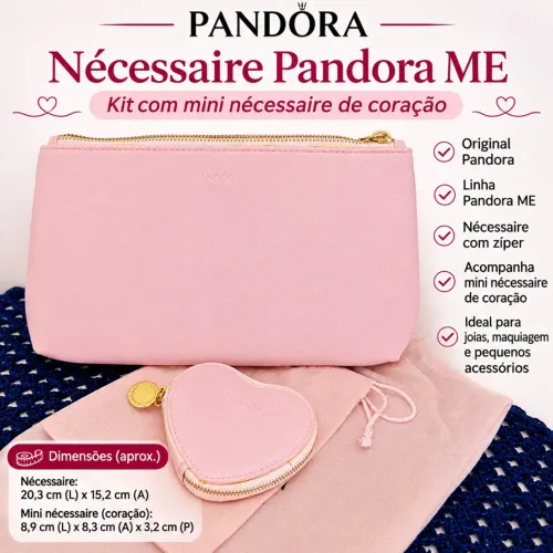 Nécessaire Pandora ME Original Rosa + Mini Nécessaire de Coração