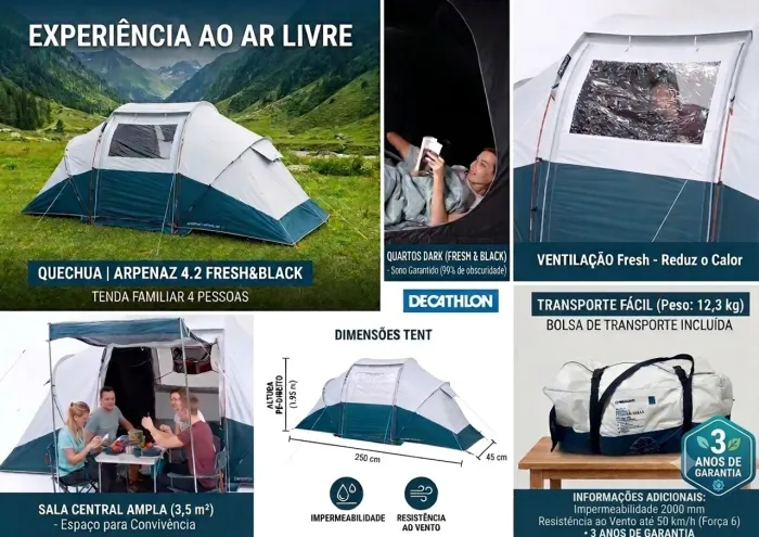 Barraca Quechua Arpenaz 4.2 Fresh&black 