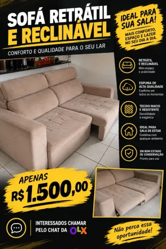 Sofá retrátil 4 lugares