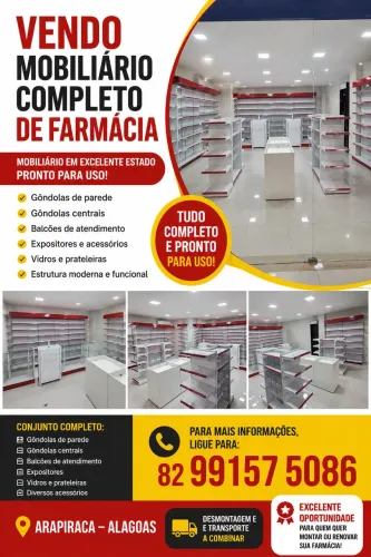 VENDO MOBILIÁRIO COMPLETO DE FARMÁCIA - SEMINOVO