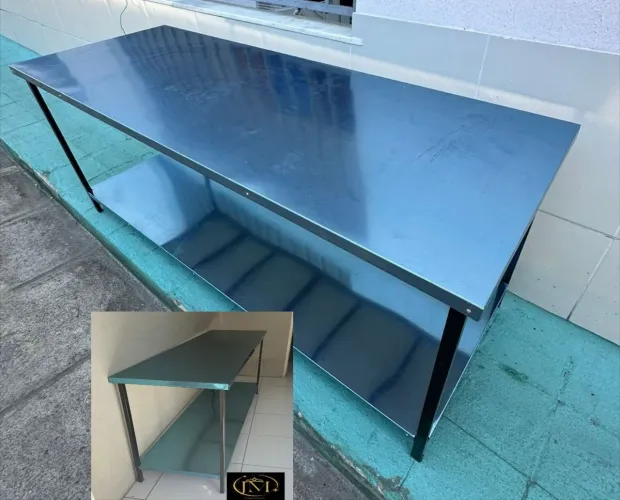 Mesas de inox com 2 tampos (fazemos entrega) para seu estabelecimento 