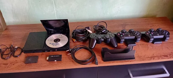 PlayStation 2 Slim SCPH-90004 Completo + 4 Controles + Adaptador HDMI,leitor 100%