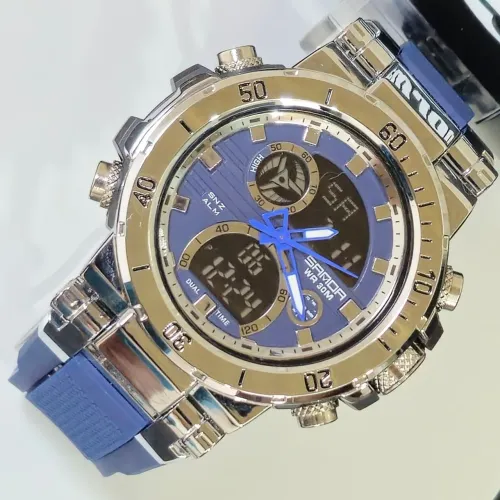 Relógio SANDA 6175 3ATM - À Prova D'água Militar Digital Dual Borracha Azul