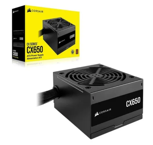 Fonte Corsair CX Series CX650, 650W, 80 Plus Bronze, Com Cabo, Preto