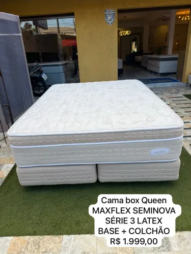 Cama box Queen MAXFLEX LÁTEX SEMINOVO - Entrego! 