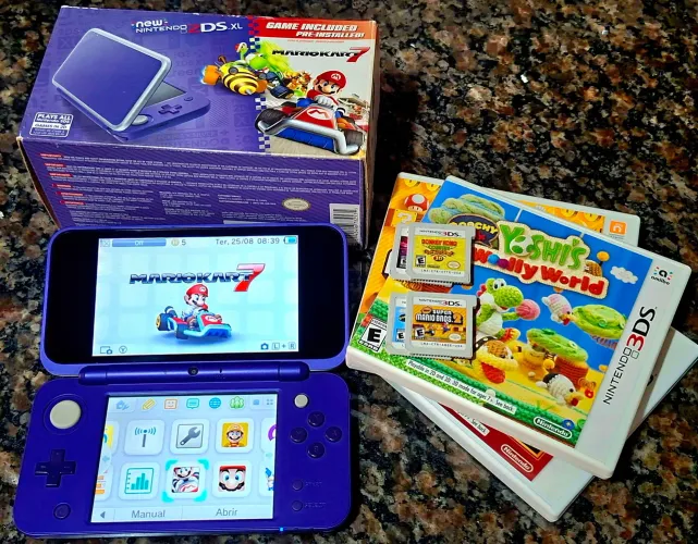 New Nintendo 2ds XL na caixa bloqueado de fábrica + jogos.