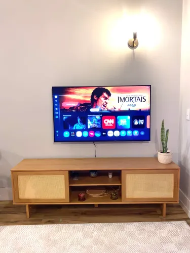 Rack TV | 190cm Pés em Madeira Maciça Rattan
