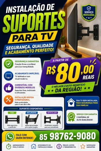 Suporte de tv fixo instalado