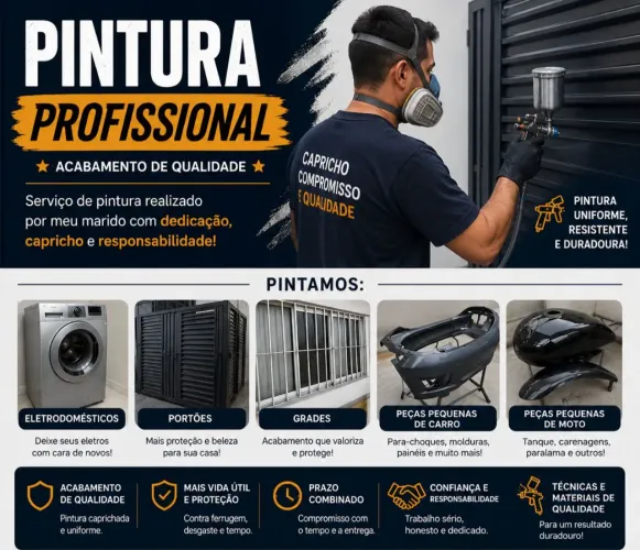 Pintura Profissional de Eletrodomésticos, Portões, Grades, Peças de Carro e Moto