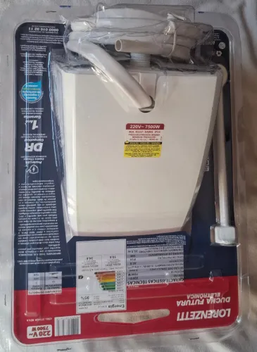 Ducha Futura Lorenzetti, com háste de comando de 20 cms, 220 volts, 7500 watts,
