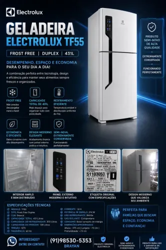 Geladeira Electrolux TF55 Frost Free 431L Semi-Nova | Excelente Estado