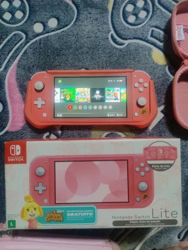 Nintendo Switch Lite nacional desbloq edição especial Animal Crossing impecável!
