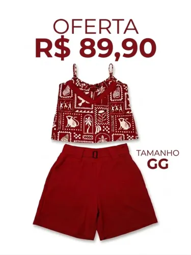 Conjunto short e blusa vermelho veste GG