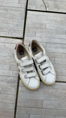 Tênis Vert Veja Recife Couro Velcro Branco V Metalizado - Tam 36 BR