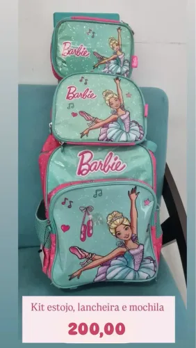Mochila + estojo + lancheira Barbie