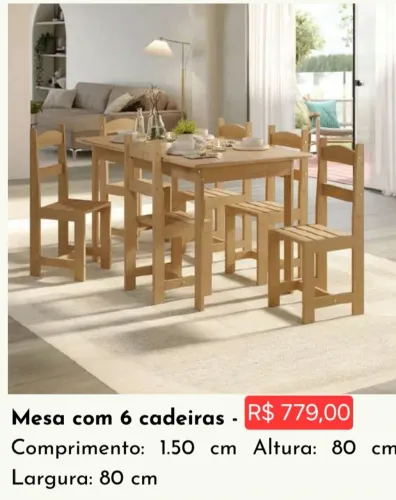 Mesa c/6 cadeiras Novo Brasil (leia a descrição)
