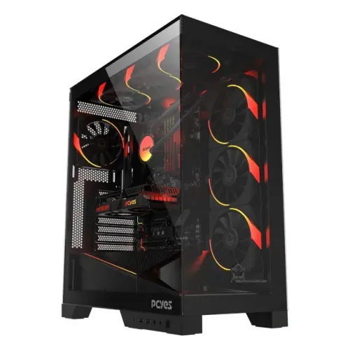 Gabinete Gamer PCYES Forcefield Flow, Mid Tower, Lateral em Vidro, Preto