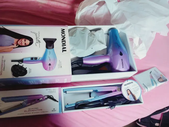Kit secador de cabelo e chapinha valor 500 reais 