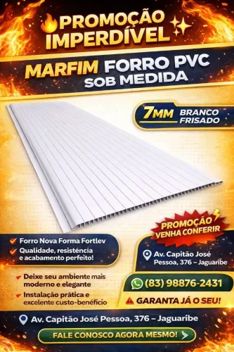 Forro PVC branco frisado 7mm