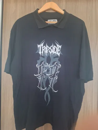 Camiseta Polo Piquet Oversized Tripside ?Tribal? - Preta