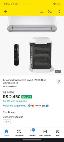 Ar condicionado split inverter novo