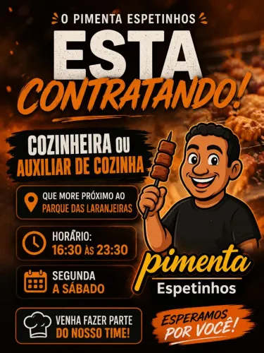 Contrata-se cozinheira para restaurante jantinha