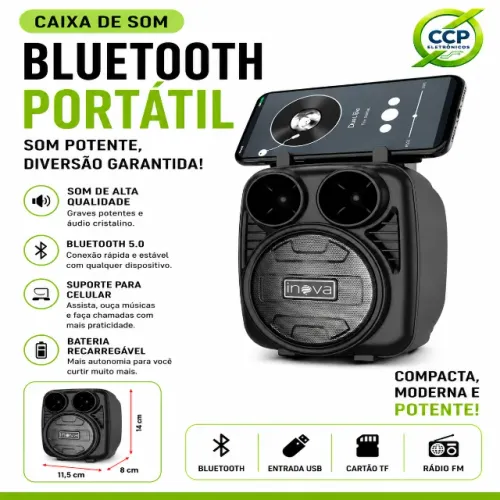 Caixinha de Som Bluetooth Inova Prime KV-88631 Portátil