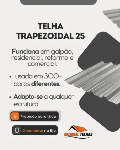 Telha galvalume Trapézio 25 - trapezio 40 - onduladas 