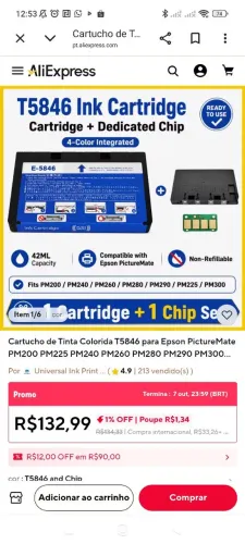 Cartucho impressora de foto