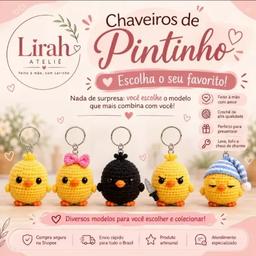 Chaveiro Pintinho Amigurumi em crochê | Artesanal e Fofo