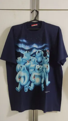 Camisa Coca-Cola Comercial Televisão Polo Norte Ursos Natal 1994 Vintage Raridade Original