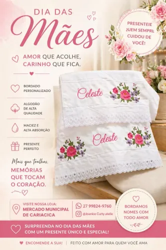 Toalhas dia das mães bordada