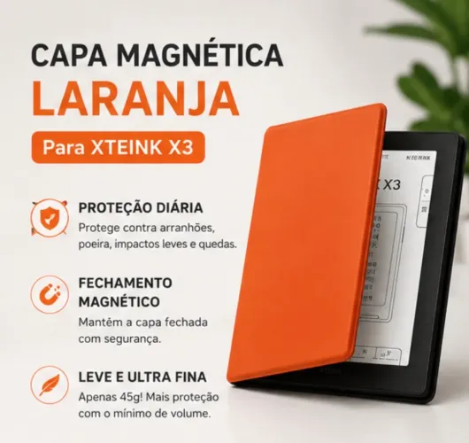 Capa Magnética Laranja para Xteink X3 - Nova e Lacrada