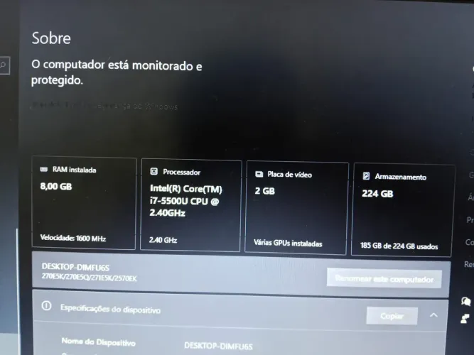 Notebook I7 5500u