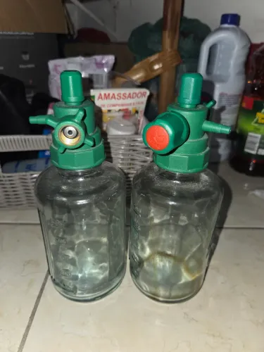 Kit 2 Frascos Aspiradores de Vidro 500ml para Rede Hospitalar / Vácuo