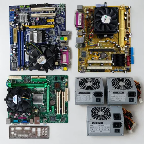 Kit três placas mãe antigas DDR2 com fonte e processador