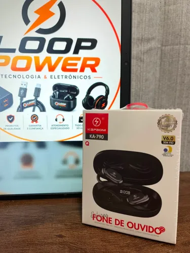 Fone de Ouvido Bluetooth Sem Fio Kapbom KA-790 Esportivo V6.0 com Visor de Bateria