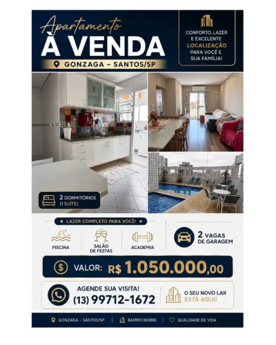 Gonzaga - Prédio com lazer - 2 ds (1ste) - 2 vagas