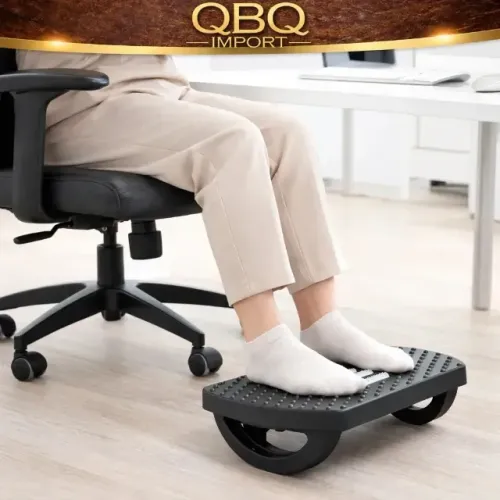 Apoio de Pés Ergonômico com Massageador e Ajuste de Inclinação