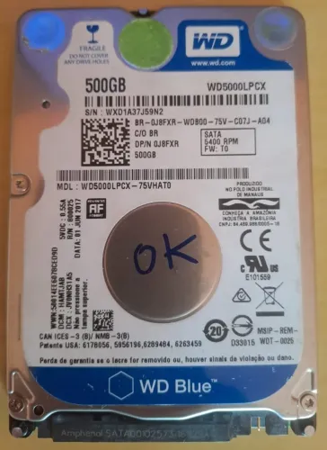 HD WD blue 500gb p/ note