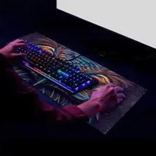 Mouse pad EXBOM gamer olhos famintos 700x350mm speed emborrachado bordas costuradas