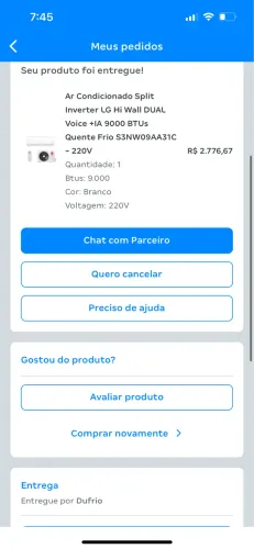 Ar condicionado LG quente e frio inverter