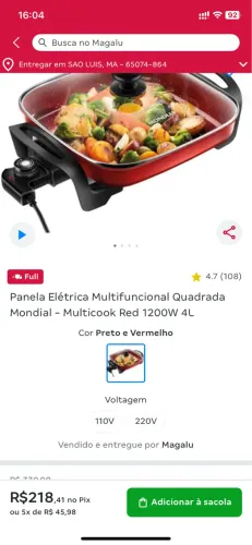 Panela Elétrica Multifuncional Mondial Multicook 4L - Semi Nova
