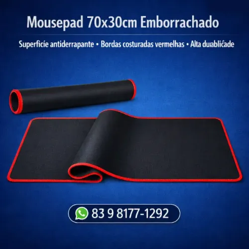 Mousepad 70x30cm Borda Vermelha