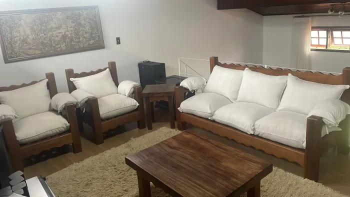 Conjunto de sofá de madeira maciça nobre