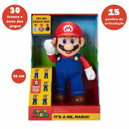 Boneco Articulado com Som Super Mario - Its A Me, Mario