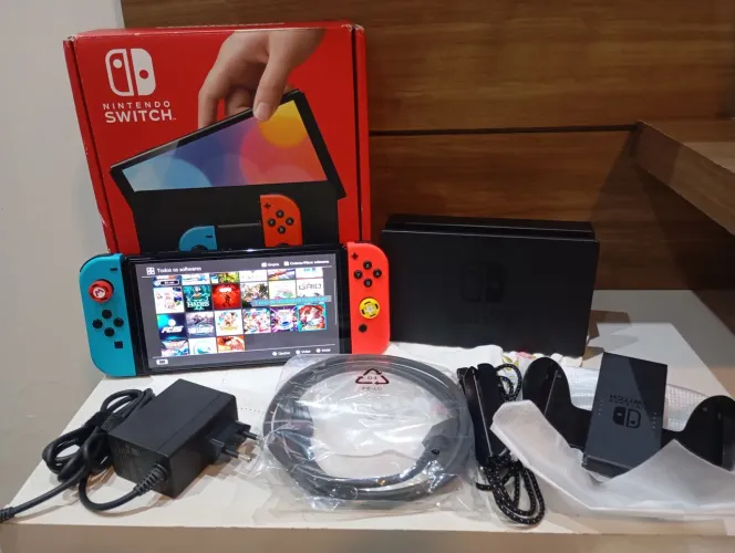 Nintendo switch OLED desbloqueado 256gb passo cartão até 12x com juros