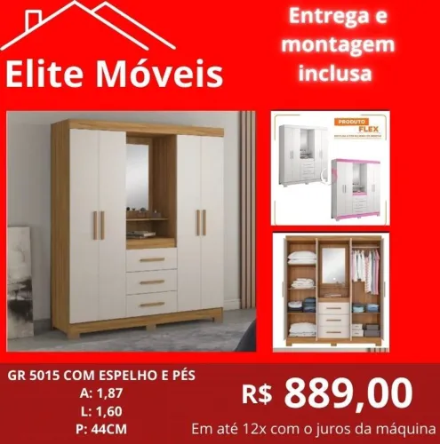 COM A MONTAGEM E A ENTREGA GUARDA ROUPA NOVO NA CAIXA COM GARANTIA DE FABRICA.