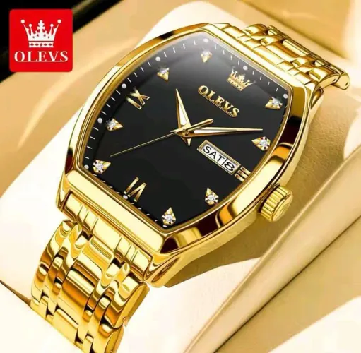 Relógio Masculino Dourado OLEVS Original Quartz Luxo Aço Inoxidável